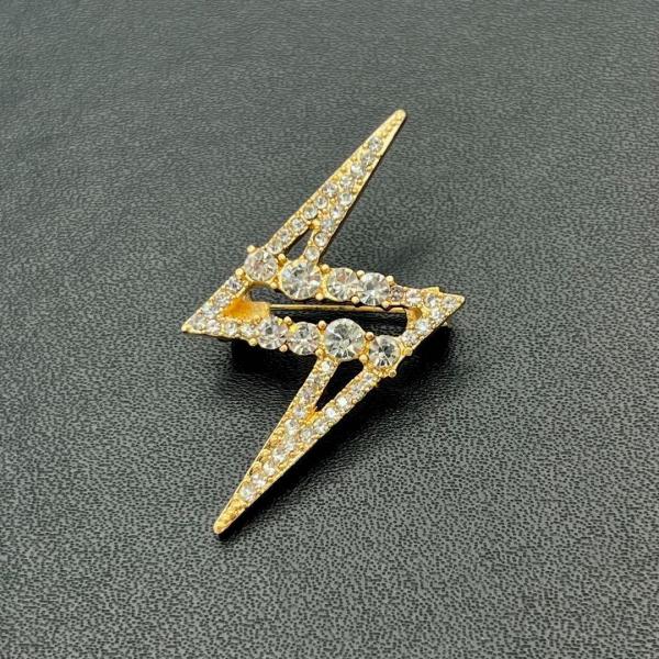 ブローチ 雷 カミナリ サンダー ピンブローチ バッジ ゴールドカラー 金色 メンズ レディース おしゃれ カジュアル 入学式 入園式