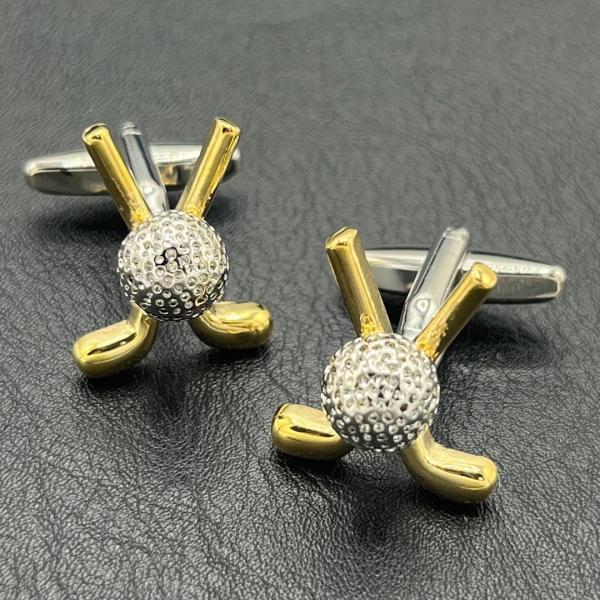 カフスボタン メンズ ゴルフクラブ ゴルフボール ゴールド シルバー カフリンクス