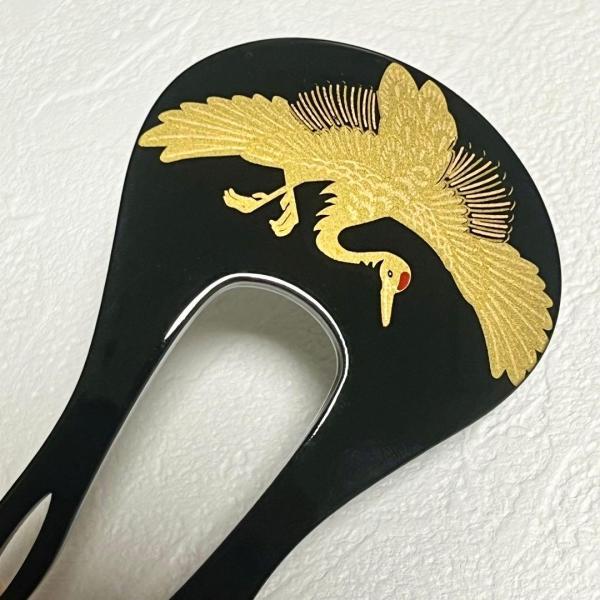簪 かんざし 鶴 黒色 結婚式 和装 髪飾り 卒業式 成人式 着物