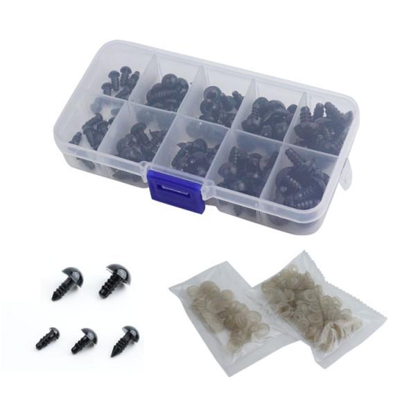 【商品詳細】サイズ：6mm、7mm、8mm、10mm、12mm内容量：100pcs（各サイズ20個入）重量：約64g目玉素材：プラスチック収納ボックス素材：PVC※使い方のサポートは行っておりません。※説明書等は付属しておりません。※製造時...