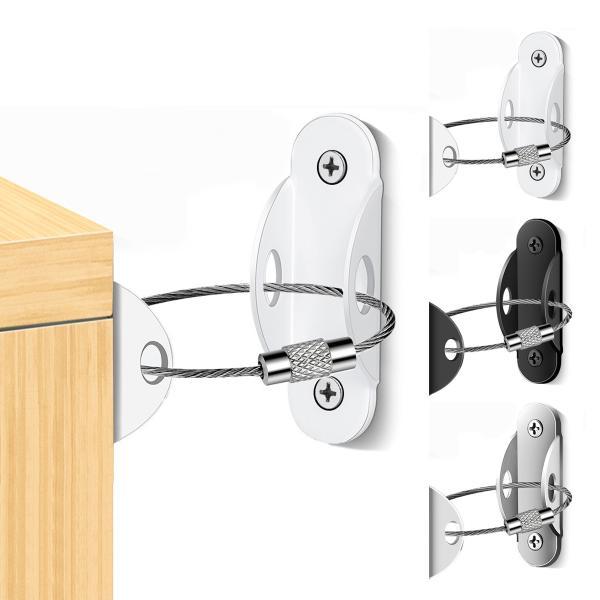 地震対策や、事故防止に。家具を固定できるワイヤー仕様の金具の4セットです。丈夫なワイヤーと頑丈な固定金具により家具をしっかり固定！ワイヤー仕様のため、ラックのような家具も固定が可能！ワイヤーをラックの脚にかけるだけ！チェストや本棚、ラックや...