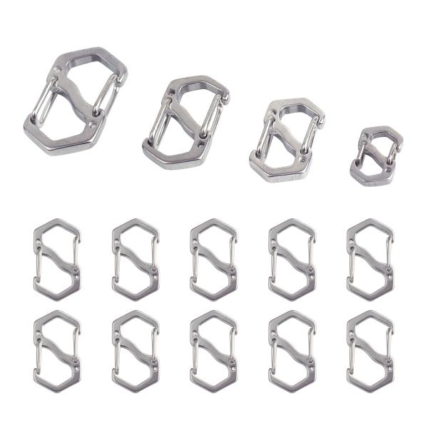 S字カラビナ ステンレス 10個セット アクセサリー 留め具 接続パーツ ミニ 小型 カラビナ S字型 11mm 16mm 18mm 22mm 4サイズ フック 軽量 シルバー 銀