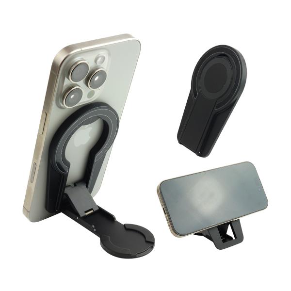 商品サイズ：約9.5cm×約4.5cm厚さ：約6mm重量：約32.8g材質：PCセット内容：スマホスタンド×1，金属リング×1製造国：中国※ご使用の際は保護フィルムを剥がしてからお使いください。※ケースでご利用の際は、MagSafe対応のケ...
