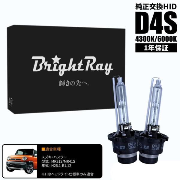 BrightRay D4S HIDバルブ 1年保証 スズキ ハスラー MR31S MR41S 車検対応 純正交換 バーナー 4300K 6000K ヘッドライト