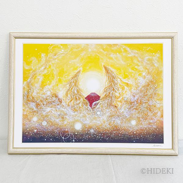 穣迦（ゆたか）-金龍神と赤富士 L 絵画 インテリア 龍神の絵 風水画 竜