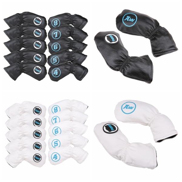 10枚セットゴルフアイアンカバー表示番手:4〜9、Pw、Aw、Sw　10個セット材質：高級pu革（表地）　　　アクリル(裏地)