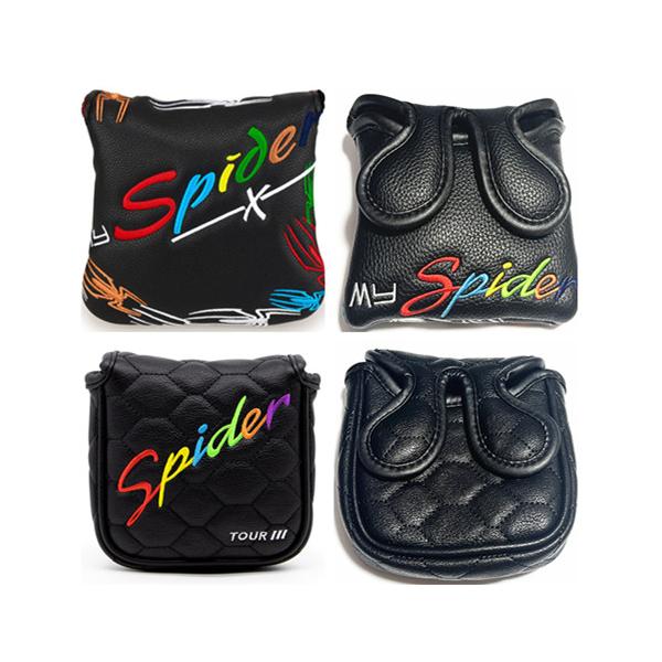 ゴルフヘッドカバー マレット用 オデッセイ２ボール・テーラーメイド スパイダーパター センターシャフトに適合 Spider スパイダー 黒