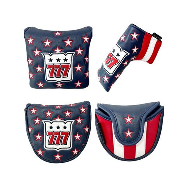 ゴルフヘッドカバー パターカバー ピンタイプ用 マレット用 スコッティーキャメロン スパイダーパター オデッセイに適合 マグネット開閉式 ラッキー777