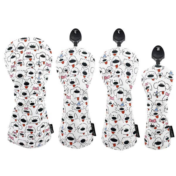 ゴルフヘッドカバー ドライバー DR 用 ウッド FW 用 ユーティリ ティ UT用カバー　4点セット　ペロワン 犬