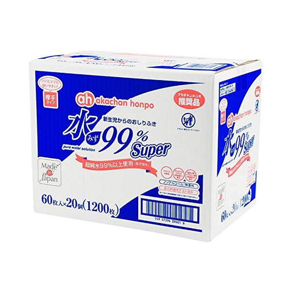 アカチャンホンポ 赤ちゃん本舗 水99% Super 厚手おしりふき 60枚×20個