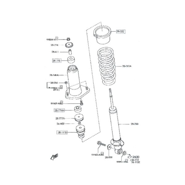 適合車種　NCロードスター　AUTOEXE製 MNC785X(オーバーホールキット)交換時に推奨されている純正部品のセット(リア側)一式となります商品画像の番号がカッコ内の部品が対象です。【各２個セット】ラバーブッシュ F151-28-77...