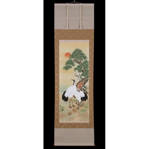 既製掛軸】鈴木春秋 松竹梅鶴亀 尺五立 肉筆 （掛軸／掛け軸） 慶祝