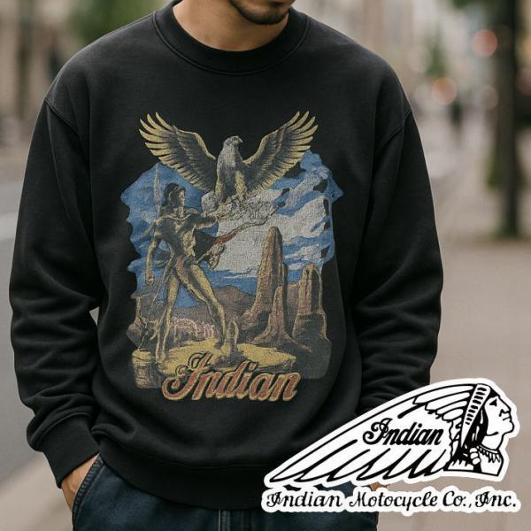 Indian Motocycle インディアン スウェット トレーナー メンズ レディース  sweat printed プリント ブランド IC-3009 7986582 送料無料 Indian Motocycle インディアン スウェット トレーナー メンズ