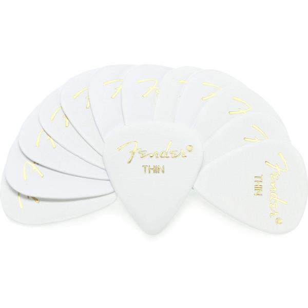 Fender ピック White, 351 Shape, Thin (12)