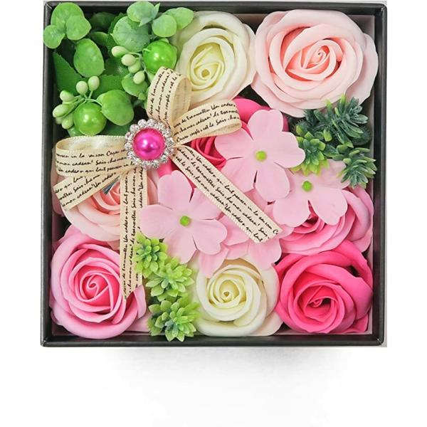 Q-FLA Bath Fragrance(バス・フレグランス) 入浴剤のフラワーアレンジボックス クルールバスフレM ピンク