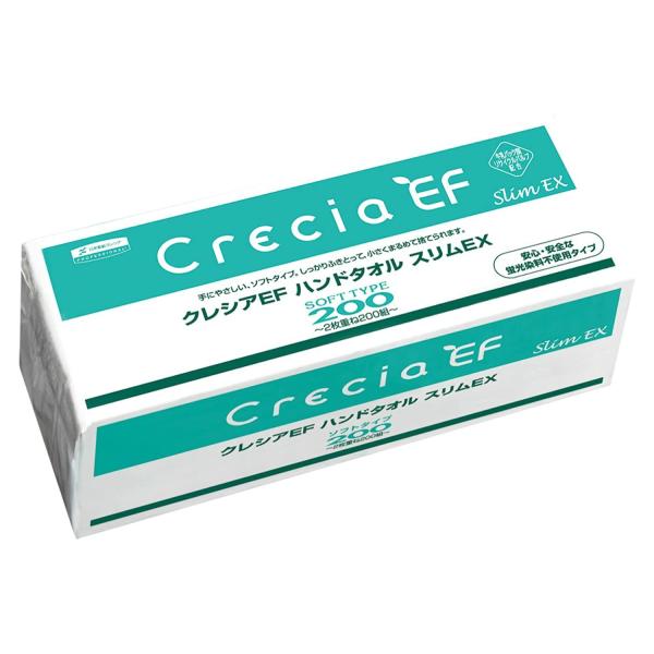 ケース販売】 クレシア EF ハンドタオル ソフトタイプ スリムEX 小判サイズ 2枚重ね 200組(400枚)/パック ×36パック入 37030