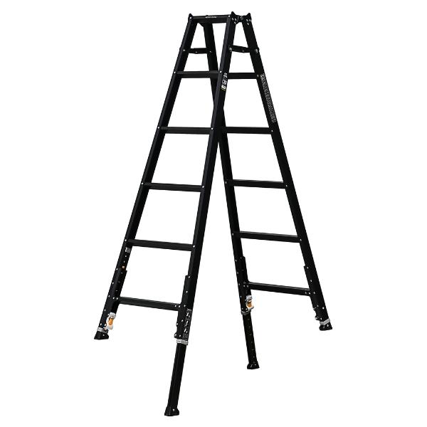 アルインコ KARU-210BK 軽量脚付専用脚立 6段(6尺〜7尺) 天板1.70〜1.99m 伸縮脚 軽量アルミ 段差対応 高所作業 ALINCO