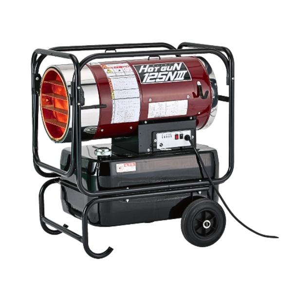静岡製機 HG-125NIII(HG-125N3) 熱風ヒーター HOTGUN HG125NIII ホットガン 125エヌスリー 50/60Hz兼用型 35kW 58L 建築現場コンクリート凍結防止・養生