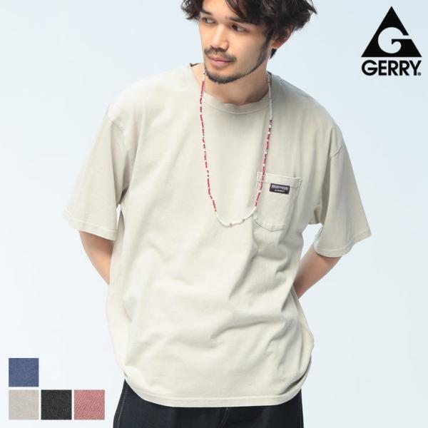 GERRY (ジェリー) Tシャツ 半袖 綿100％ 天竺 胸ポケット ブランドロゴ ヴィンテージ加工 クルーネック カットソー GE26SU05 ユニセックス