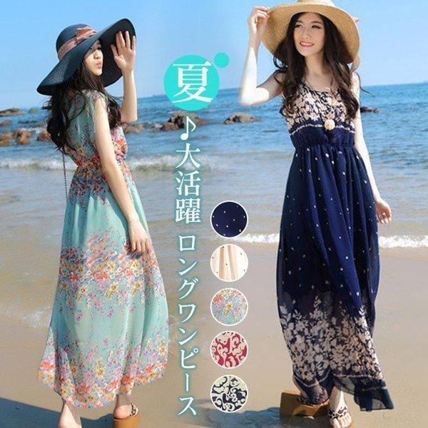 マキシワンピ シフォン リゾートワンピース リゾート マキシワンピ 夏 ビーチ ワンピース リゾートワンピ 海 シフォンワンピース ボヘミア 花柄 Fearx Huy 通販 Yahoo ショッピング