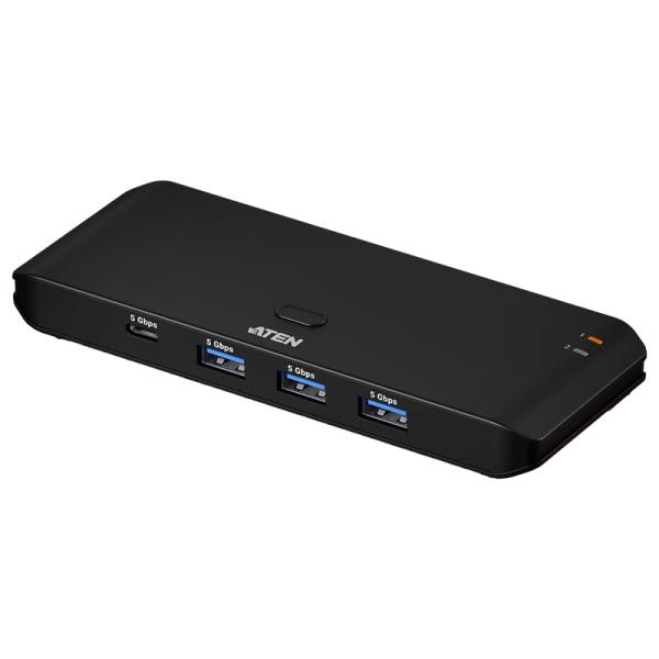 (送料無料) US5324 ATEN essentials PC2台用 USB3.2 Gen1 (5Gbps) 切替器(4デバイス接続/TypeA+Cケーブル同梱版) US5324