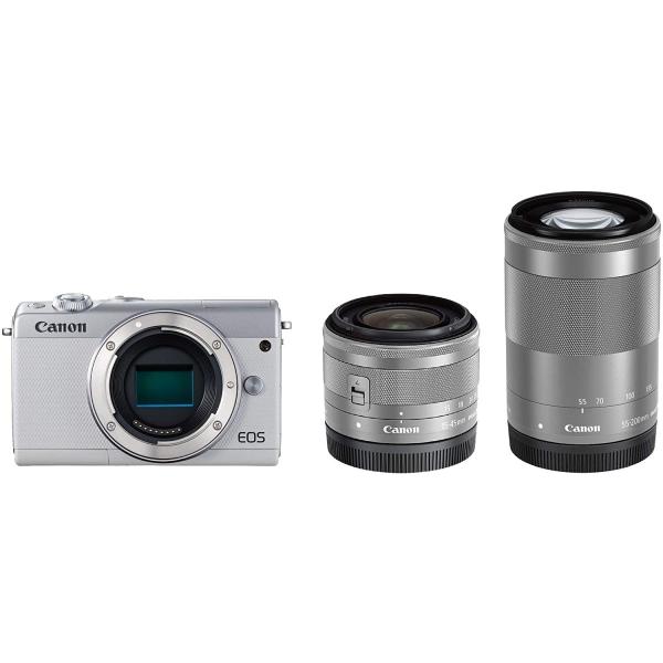 EOS M キヤノン CANON M100 ダブルズームキット ホワイト 中古 Wi-Fi