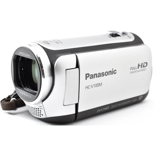 パナソニック ビデオカメラ Panasonic HC-V100M シルバー 中古 届いてすぐに使える 新品SDカード付き 手振れ補正 光学34倍ズーム 付属品充実 長期保証
