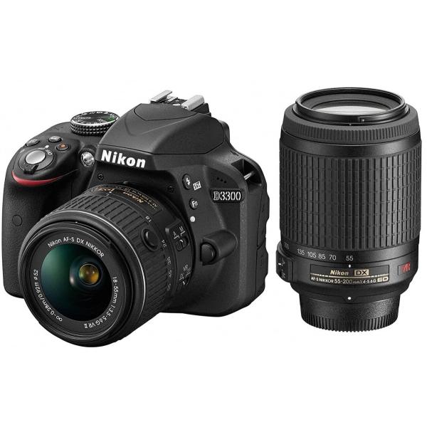 D3000 ニコン デジタル一眼 Nikon D3300 ダブルズーム ブラック 中古
