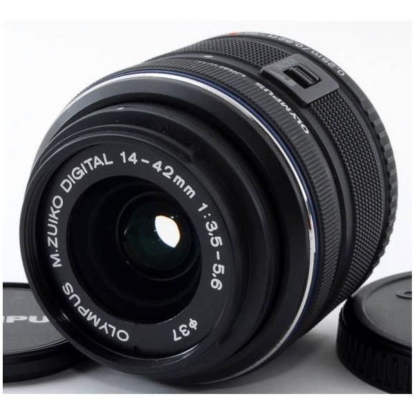 オリンパス 標準レンズ OLYMPUS M.ZUIKO DIGITAL 14-42mm F3.5-5.6 II R ブラック 中古 美品 保証