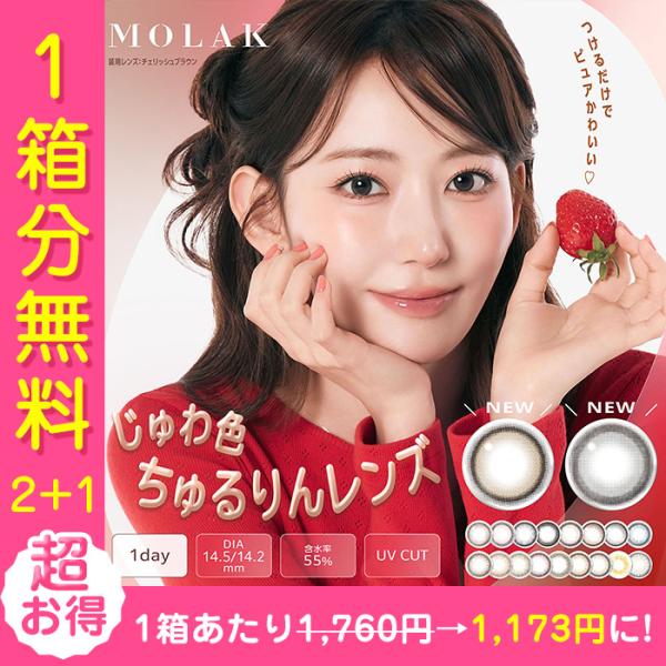 【1,760円OFFクーポン3箱セット】 カラコン ワンデー 度あり モラク MOLAK 宮脇咲良 1箱10枚入り 14.2mm 14.5mm BC8.6 LE SSERAFIM UVカット ブラウン