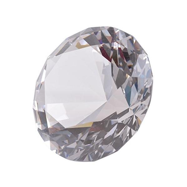 多色透明 水晶 ダイヤモンド 80mm ペーパーウェイト ガラス 文鎮 装飾品 (透明) 【ギフトボックス】