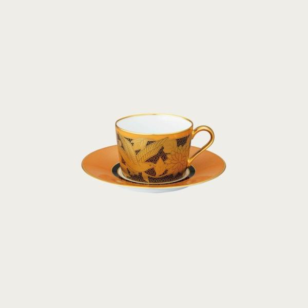 食器 カップ ノリタケ NORITAKE オマージュ コレクション カプチーノ碗皿（橙絵花鳥文）