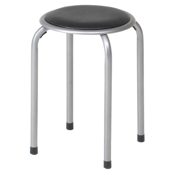 パイプ椅子 高さ45cm ブラック スタッキング可能 合皮 88623 パイプ丸イス FB-01BK(1010BK)