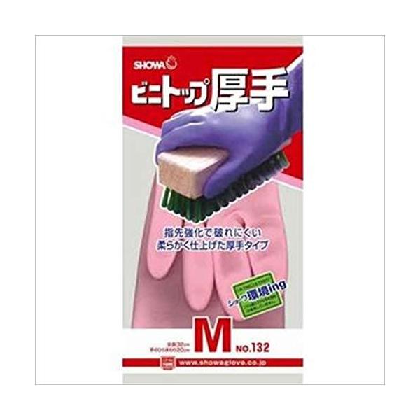ショーワグローブ No132ビニトップ厚手 ピンク Mサイズ 10双