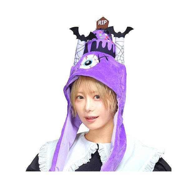 パタパタハット 目玉ケーキ      /ハロウィン コスプレ コウモリ オバケ 帽子 ホラー ハット かぶりもの 握ると動く カワイイ キュート 仮装 イベント (908951)
