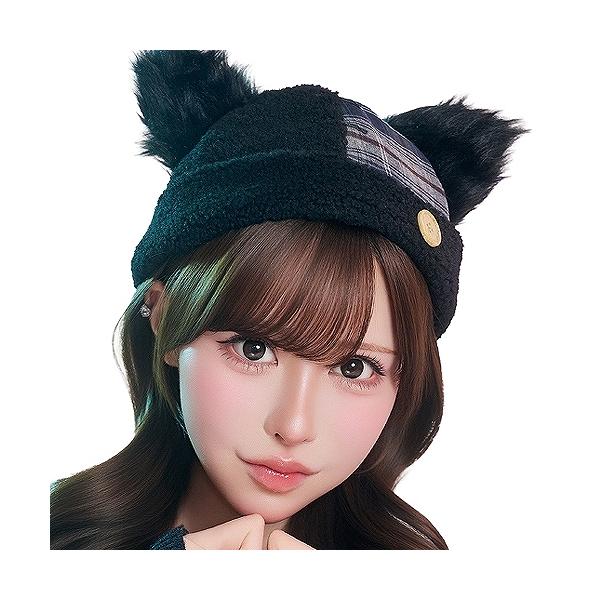 (3点までメール便も可能) ツギハギチェック黒猫キャップ      /帽子 コスプレ ブラックキャット かぶりもの 仮装 マラソン ハロウィン 演劇 イベント (_916734)