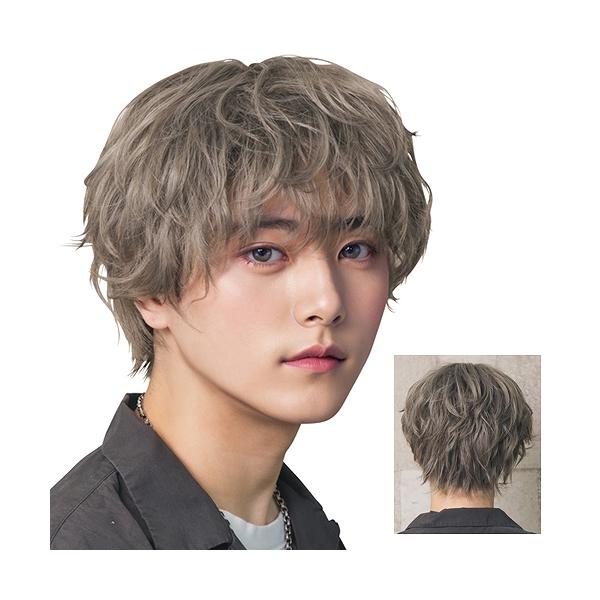 WIGGY RICHメンズ ニュアンスパーマ(アッシュベージュ)　      /メンズウィッグ 男性用 かつら ファッションウィッグ 男装用 仮装 イベント(_912149)