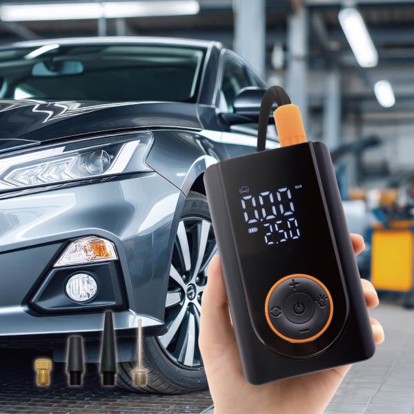 電動空気入れ エアーポンプ 充電式 自転車 自動車 車 急速充填 自動停止 小型 デジタル コンプレッサー ボール バイク タイヤ 車用 /60N◇ ミニコンプレッサー