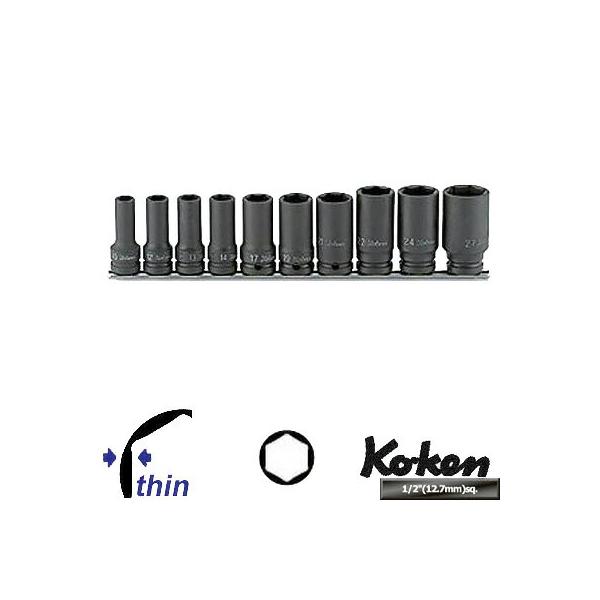 他サイト： 在庫あり Ko-ken RS14301X10 1/2"差込 薄肉 インパクト セミロングソケット レールセット 10ヶ組 純正透明収納ケース付 コーケン / 山下工研の商品画像