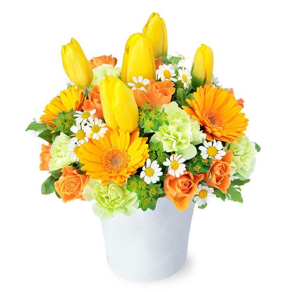 2月の誕生花 チューリップ 誕生日 お祝い 記念日 プレゼント 家族 友人 花キューピットのイエローとオレンジのナチュラルアレンジメント インターネット花キューピット 通販 Paypayモール