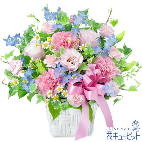 ピンク色のトルコキキョウをはじめとした淡い色合いの花々が、繊細でかわいらしいアレンジメントです。優しい色合いは、受け取った方を笑顔にしてくれます。特に女性への贈り物におすすめです。512329優しい色合いが受け取った方を笑顔にしてくれます　...