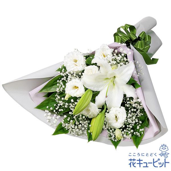 存在感のあるユリに花持ちがよいトルコキキョウをあわせた、白上がりのシンプルなお供えの花束です。凛としたユリの花に、故人への哀悼の意を込めました。上品でシンプルな花々が、ご遺族の心にそっと寄り添います。512757凛としたユリに哀悼の意を込め...
