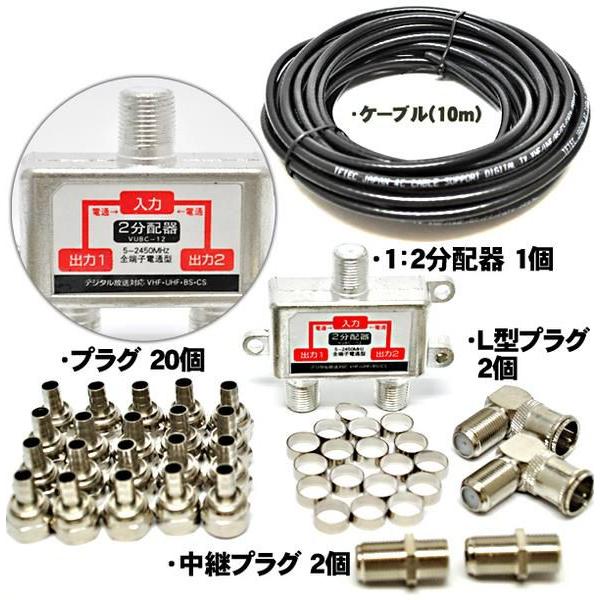 好きな長さのテレビアンテナケーブルを！圧着専用工具/分配器/バック 