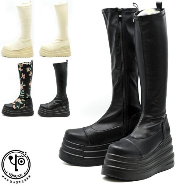 ヨースケ YOSUKE 厚底ブーツ ストレッチブーツ ハイソール ロングブーツ レディース 全4色 22.5-25 2710033 (予約)は9月下旬頃〜入荷予定 ibc_y-2710033