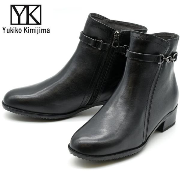 ユキコ キミジマ Yukiko Kimijima ショートブーツ ブーティー レディース 本革 レザー ブラック 黒 22.5-24.5 1028 (予約)は3〜5営業日後の出荷です。 Yukiko Kimijima（ユキコキミジマ） ユキコ キミジマ ショートブーツ