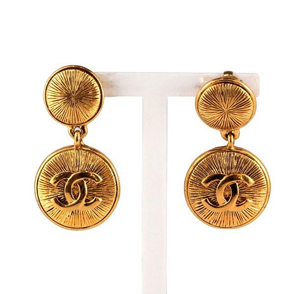 シャネル CHANEL イヤリング ココマーク CCマーク ゴールド ドロップ スウィング ヴィンテージ レディース 女性用 定番 人気 美品 中古