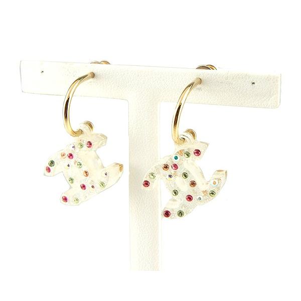 CHANEL シャネル ピアス フープピアス ココマーク クリアラメ×マルチ 