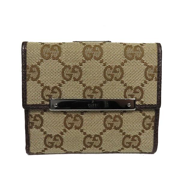 【良品】グッチ GGキャンバス コンパクトウォレット Wホック 二つ折り財布 GGキャンバス グッチ GUCCI 二つ折り財布 Wホック コンパクト GG