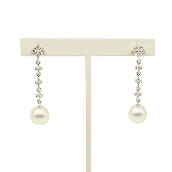 ミキモト MIKIMOTO ピアス K18WG ダイヤモンド パール 中古 : HOUBIDOU 
