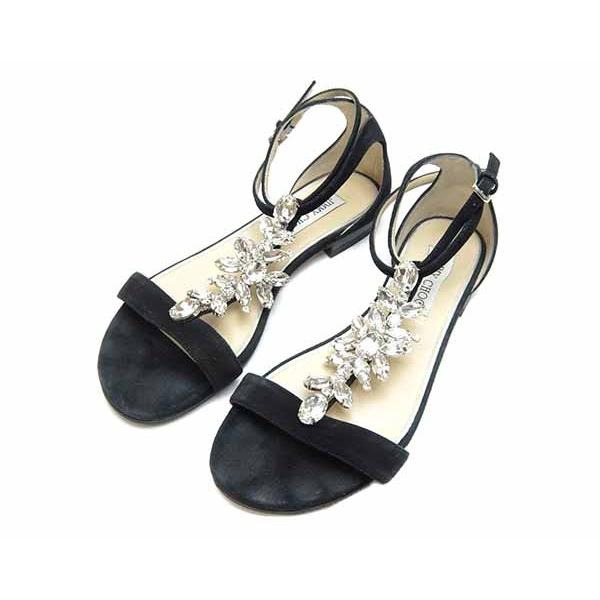 JIMMY CHOO ビジュー付きブラックサンダル